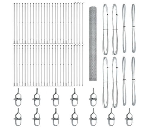 Vidaxl Seškona Žogs 1.5X100 M Galvanizēts Tērauds,  Žoga Stabi Ar Pamatu Plāksnēm 13 Gab Ø32Mm 83.5Cm Galvanizēts Tērauds Vidaxl