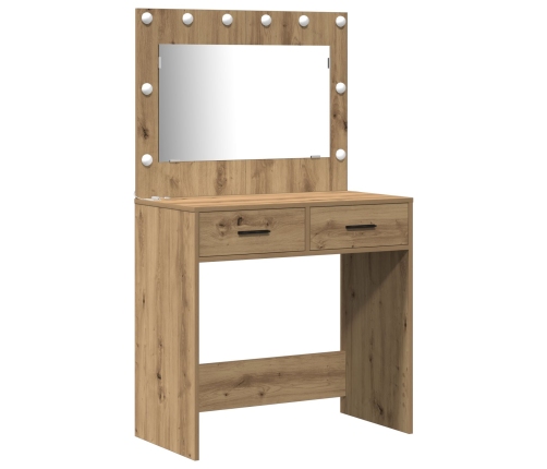 2 Daļu Kosmētikas Galda Komplekts Ar Led Un Artisan Ozola Inženierijas Koku Vidaxl
