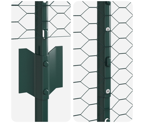 Vidaxl Žogu Stabi 11 Gab. U-Kanāls Zaļš 120 Cm Tērauds,  Sešstūra Žogs Zaļš 1.2X50 M Tērauds Vidaxl