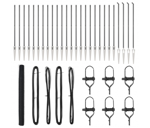 Vidaxl Sešstūra Žogs Pelēks 1,5 X 50 M Tērauds,  Žoga Stabi Ar Knaiblēm 13 Gab Ø32 Mm 170 Cm Galvanizēts Tērauds Vidaxl