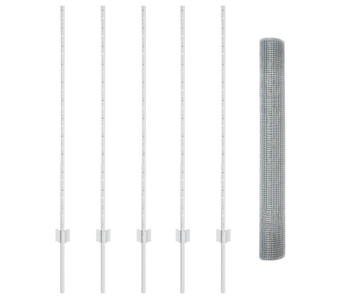 Savilktais Tīkla Žogs Ar 10 U Stabiem Sudraba 1.2X10 M Tērauda Vidaxl