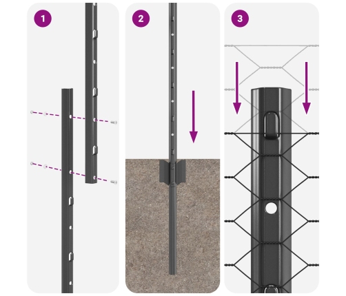 Vidaxl Žogu Stabi 22 Gab U-Kanāls Pelēks 120 Cm Tērauds,  Sešu Stūru Žogs Pelēks 1.2X100 M Tērauds Vidaxl