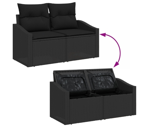 10 Daļu Dārza Dīvānu Komplekts Ar Spilveniem Melns Polietilēna Rotangpalma Vidaxl