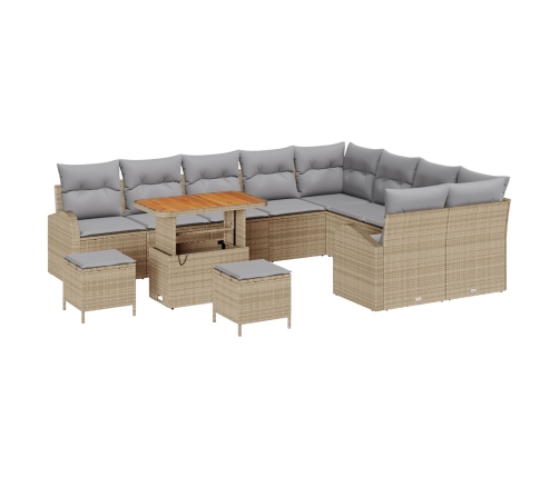 Vidaxl 12 Gab. Dārza Sofu Komplekts Ar Spilveniem Bēšs Poli Ratan Akācija, Vidaxl 2-Vietīga Dārza Sofa Ar Uzglabāšanu & Spilveniem Bēšs Poli Ratan,  3 Gab. Dārza Pusdienu Komplekts Ar Spilveniem Bēšs Poli Ratan Akācija Vidaxl