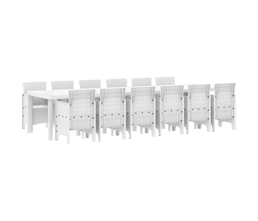 Vidaxl 13 Gab. Dārza Ēdamistabas Komplekts Balts Poliratanas, Vidaxl Dārza Galds Balts 200X100X73 Cm Poliratanas, Vidaxl Dārza Galds Balts 150X100X73 Cm Poliratanas,  Dārza Krēsli 4 Gab. Balts Poliratanas Vidaxl