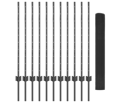 Vistas Stiepļu Žogu Komplekts 2 Gab. Pelēks Pulverkrāsots Tērauds Vidaxl