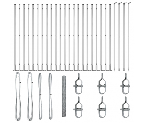 Vidaxl Sešstūra Žogs 1.4X50 M Galvanizēts Tērauds,  Žogu Stabi Ar Pamatplāksnēm 13 Gab. Ø32Mm 78.5Cm Galvanizēts Tērauds Vidaxl