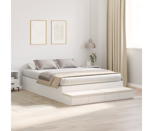 Vidaxl Uzglabāšanas Gultas Rāmis Balts Inženierijas Koks 140 X 190 Cm