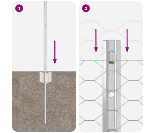 Vidaxl Žogu Stabi 11 Gabali U-Kanālā 60 Cm Cinkots Tērauds,  Sešstūra Žogs 0.5X100 M Cinkots Tērauds Vidaxl