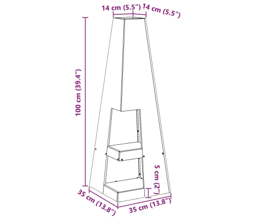Kamīns Ar Malkas Uzglabāšanu Melns 35X35X100 Cm Tērauds Vidaxl