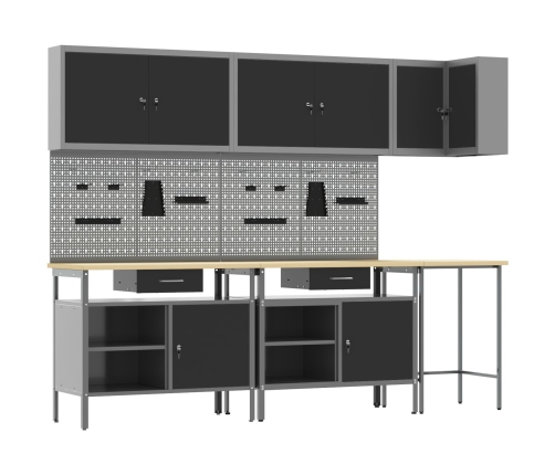 10 Daļu Instrumentu Glabāšanas Galda Komplekts Melnā Krāsā, No Inženierijas Koka Un Metāla Vidaxl