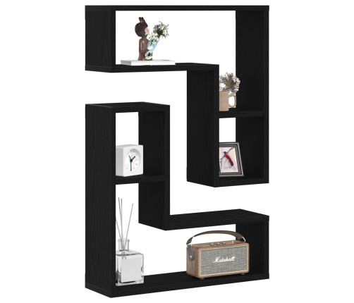 Sienas Plaukti 2 Gabali, Melnā Ozola Krāsā, 50X15X85 Cm, Inženierētā Koka Vidaxl