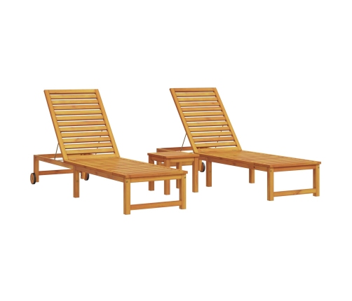 Vidaxl Sauļošanās Krēsls Ar Galdiņu No Cietas Akācijas,  Sauļošanās Krēsls No Cietas Akācijas Vidaxl