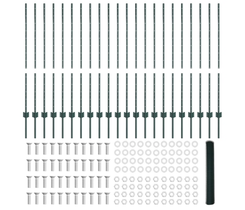 Vidaxl Žoga Postamenti 11 Gab. U-Kanāla Zaļa 120 Cm Tērauds,  Sešstūra Žogs Zaļš 1.2X50 M Tērauds Vidaxl
