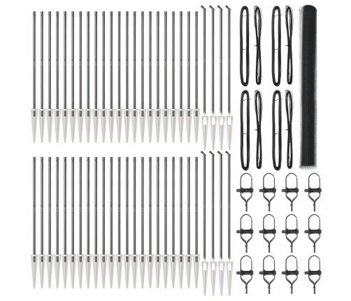 Vidaxl Sešstūra Žogs Pelēks 1.6X100 M Tērauds,  Žogu Stabi Ar Ķīļbultām 13 Gab. Ø32 Mm 180 Cm Cinkots Tērauds Vidaxl