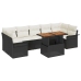Vidaxl 8 Daļu Dārza Sofa Komplekts Ar Spilveniem Melnā Poli Rotangpalma,  2-Vietīga Dārza Sofa Ar Glabātuvi Un Spilveniem Melnā Poli Rotangpalma Vidaxl