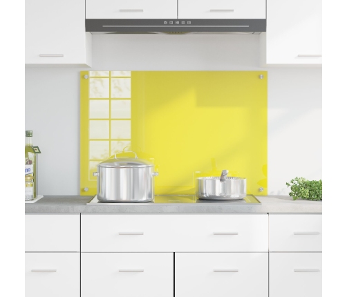 Virtuves Aizsargpanelis Dzeltens 90X60X0,6 Cm Rūdīts Stikls Vidaxl