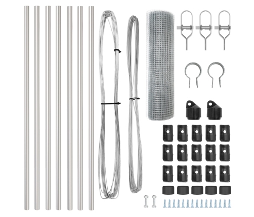 Savilktais Stiepļu Žogs Ar 7 Stabiem 0.4X10 M Galvanizētā Tēraudā Vidaxl
