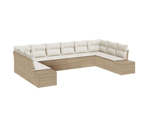 10 Gabalu Dārza Dīvānu Komplekts Ar Spilveniem Bēšs Poliratan Vidaxl