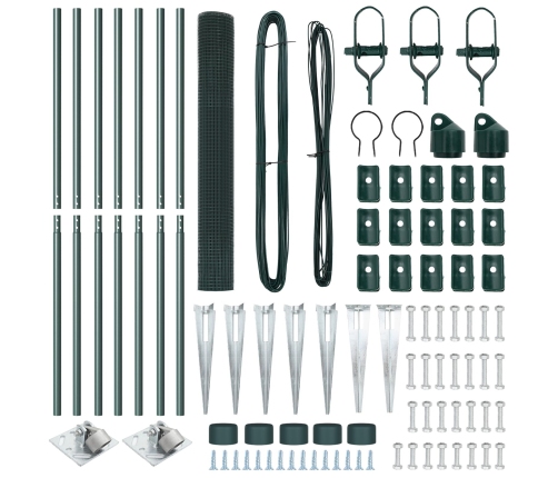Zaļais Žoga Stabu Komplekts 2 Gabali Zaļš Metāls 10 X 1 M Vidaxl