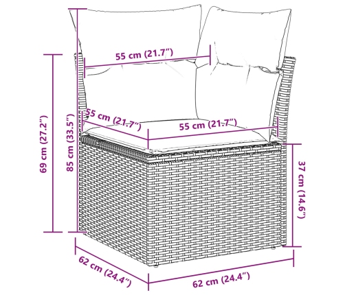 11 Daļu Dārza Dīvānu Komplekts Ar Spilveniem Melnā Polietilēna Rotangpalmas Vidaxl
