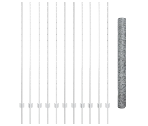 Vidaxl Žoga Stabi 22 Gab. U-Kanāls 160 Cm Galvanizēts Tērauds,  Sešstūra Žogs 1.6X25 M Galvanizēts Tērauds Vidaxl