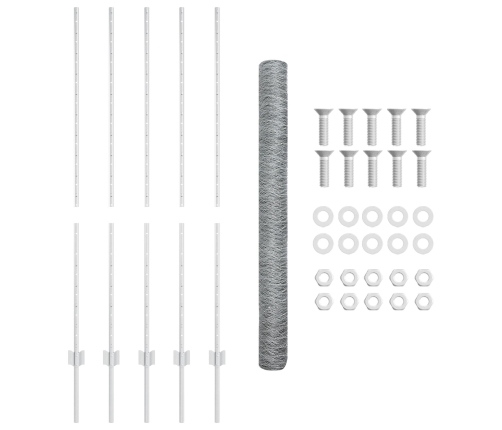 Vidaxl Žoga Stabi 10 Gab U-Kanāls 140 Cm Galvanizēts Tērauds,  Sešu Stūru Žogs 1.4X10 M Galvanizēts Tērauds Vidaxl