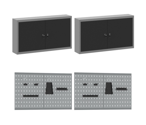 10 Daļu Darba Skapja Un Naglu Dēļu Komplekts Melnā Mdf Un Metālā Vidaxl