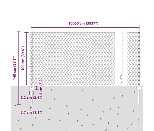 Vidaxl Žoga Stabi 22 Gabali U-Kanāls Pelēks 100 Cm Tērauds,  Sešstūra Žogs Pelēks 1X100 M Tērauds Vidaxl