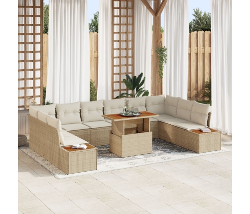 11 Gabalu Dārza Ēdamgaldu Komplekts Ar Spilveniem Bēšā Polirotangpalmas Akacijām Vidaxl