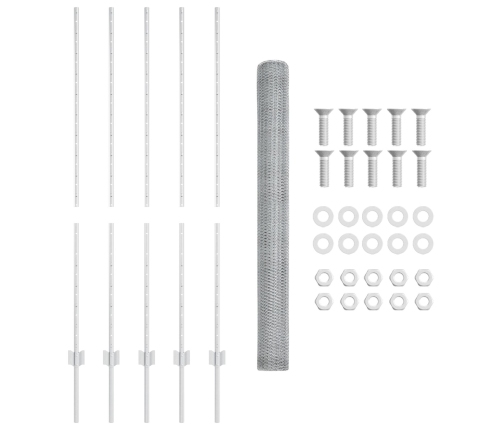 Vidaxl Žogu Stabi 10 Gab U-Kanāla 140 Cm Cinkots Tērauds,  Sešstūra Žogs 1.4 X 10 M Cinkots Tērauds Vidaxl