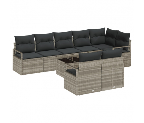 Vidaxl 9 Gabalu Dārza Dīvānu Komplekts Ar Spilveniem Pelēkā Poli Rotangpalmas,  2-Sēdvietu Dārza Dīvāns Ar Spilveniem Pelēkā Poli Rotangpalmas Vidaxl