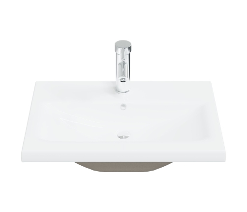 Vidaxl Izlietnes Skapītis Ar Iebūvētu Izlietni Melnā Ozola Inženierijas Koks,  Izlietnes Skapītis Melnā Ozola 60X38.5X45 Cm Inženierijas Koks Vidaxl