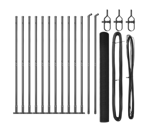 Metināta Stieple Ar 13 Atsperu Stabiem Pelēks 1.4X25 M Tērauds Vidaxl