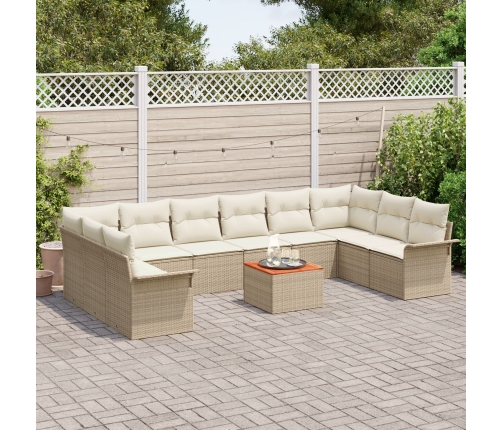 11 Gabalu Dārza Dīvānu Komplekts Ar Spilveniem Bēšs Poli Rotangpalma Akācija Vidaxl