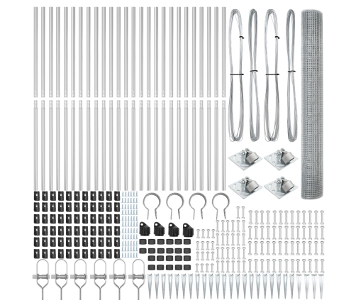 Savilktais Stieples Žogs Ar 13 Kronšteinu Stabiem 1.2X50 M Cinkots Tērauds Vidaxl
