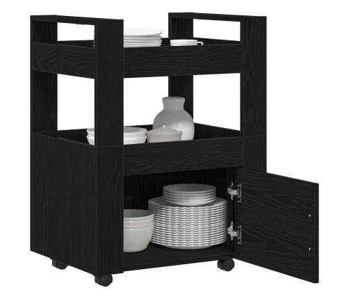 Virtuves Ratiņi Melna Ozolkoka 60X45X80 Cm Inženierijas Koks Vidaxl