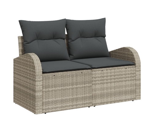 11 Daļu Dārza Dīvānu Komplekts Ar Spilveniem Gaiši Pelēkā Poli Rotangpalma Vidaxl