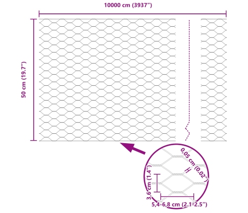 Vidaxl Žogu Stabi 11 Gab U-Kanāls 60 Cm Galvanizēts Tērauds,  Sešstūra Žogs 0.5X100 M Galvanizēts Tērauds Vidaxl