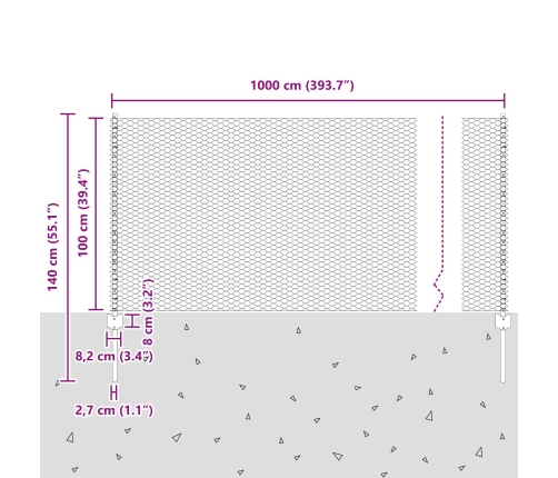 Vidaxl Žoga Stabi 10 Gab U-Kanāls 100 Cm Cinkots Tērauds,  Sešstūra Žogs 1X10 M Cinkots Tērauds Vidaxl