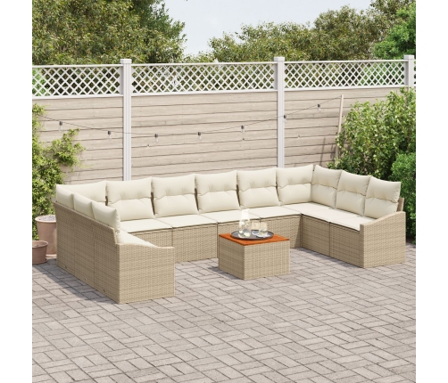 11 Gabalu Dārza Dīvāna Komplekts Ar Spilveniem Bēšš Poli Rotangpalma Akācijas Vidaxl