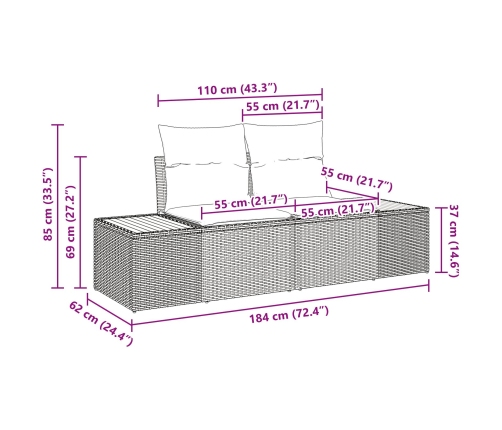 10 Gabalu Dārza Dīvānu Komplekts Ar Spilveniem Pelēks Poli Rotangpalma Akācija Vidaxl