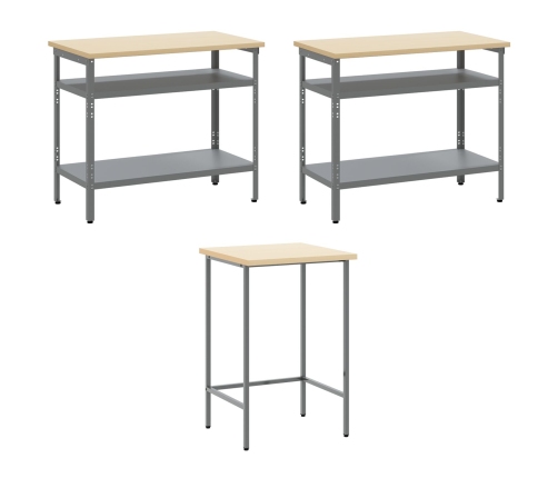 10 Gab. Rīku Glabāšanas Galda Komplekts Melnā Inženierijas Koka Un Metāla Vidaxl