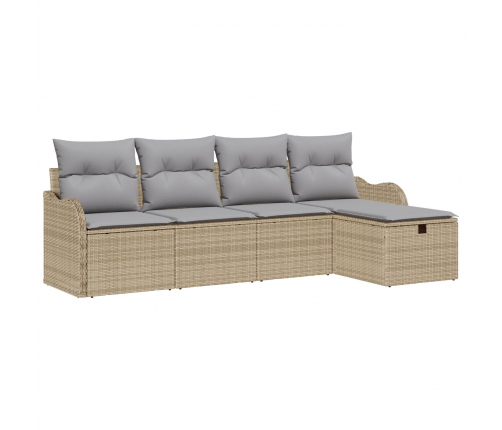 Vidaxl 5 Daļu Dārza Dīvānu Komplekts Ar Spilveniem Bēšā Poli Rattan,  2-Vietīgs Dārza Dīvāns Ar Uzglabāšanu Un Spilveniem Bēšā Poli Rattan Vidaxl
