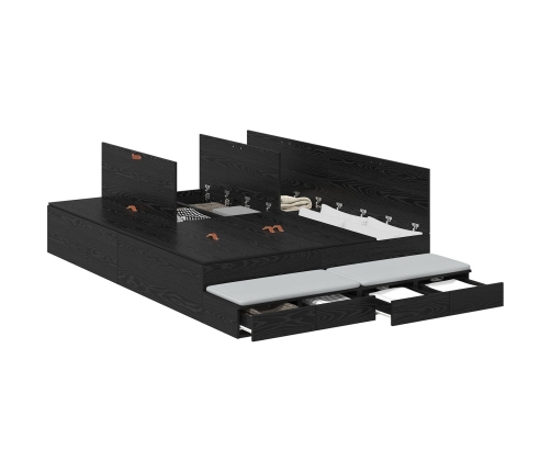 Vidaxl Uzglabāšanas Gultas Rāmis Melns Ozols Inženierijas Koks