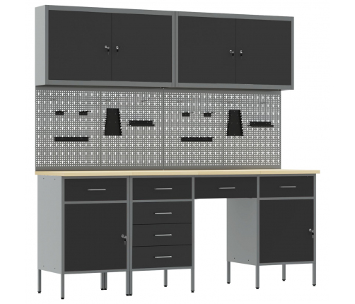 10 Daļu Darba Galda Komplekts Melnā Tēraudā Vidaxl