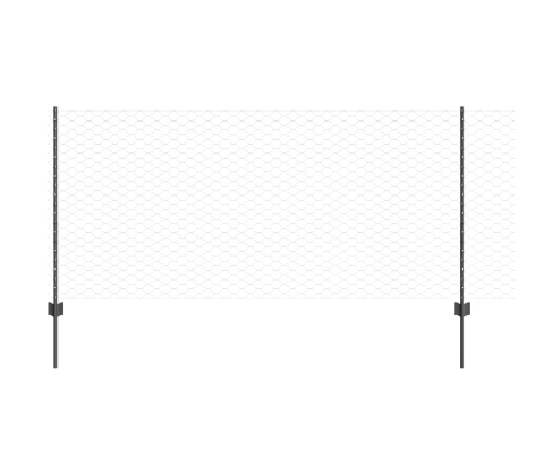 Vidaxl Žoga Stabi 22 Gab U-Kanāls Pelēks 100 Cm Tērauds,  Heksagona Žogs Pelēks 1X50 M Tērauds Vidaxl