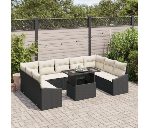 10 Gabalu Dārza Dīvānu Komplekts Ar Spilveniem Melnā Polietilēna Rotangpalmas Vidaxl