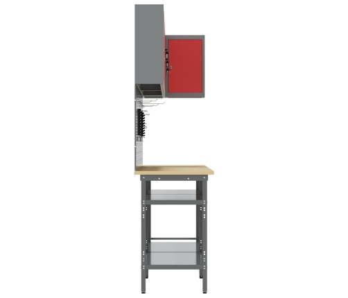 10 Daļu Rīku Uzglabāšanas Galds Sarkans, Inženierijas Koks Un Metāls Vidaxl