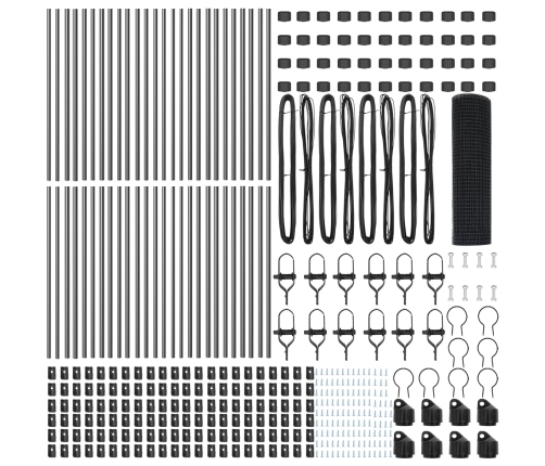 Savilktā Stieples Žogs Ar 13 Stabiem Pelēks 0,6X100 M Tērauds Vidaxl
